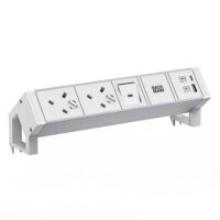 Bachmann Multi-Tischsteckdose Aufb weiß 937.418 Aluminium