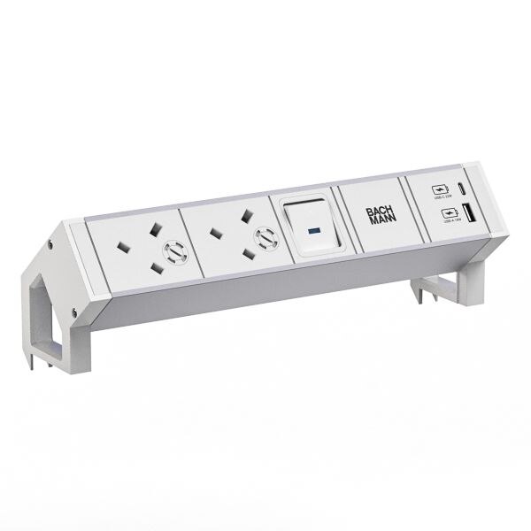 Bachmann Bachmann Multi-Tischsteckdose Aufb weiß 937.418 Aluminium