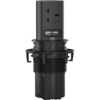 Bachmann Multi-Tischsteckdose Aufb 2USB 928.086 schwarz Aluminium