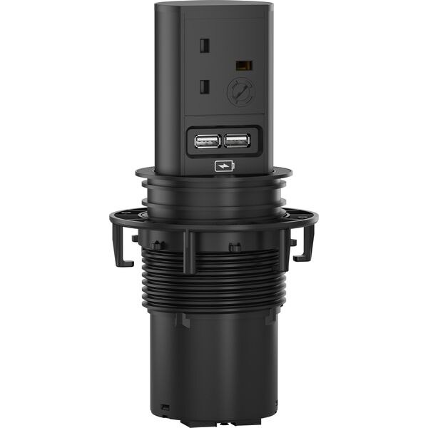 Bachmann Bachmann Multi-Tischsteckdose Aufb 2USB 928.086 schwarz Aluminium