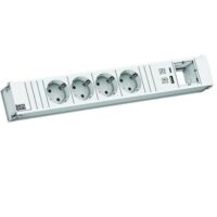 Bachmann Multi-Tischsteckdose EB 4Steckd 912.702 2USB weiß Aluminium