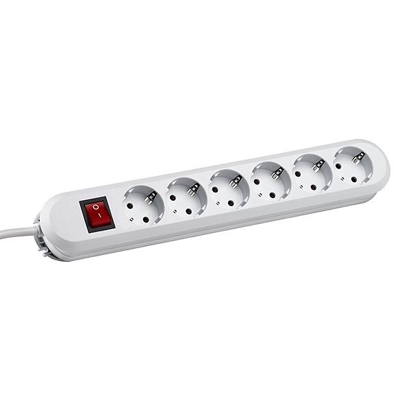 Bachmann Bachmann Steckdosenleiste 6-fach weiß 3m 35° 381.251K mit Ein/Aus IP20 1,5qmm
