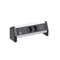 Bachmann Steckdosenleiste 2-fach alu 1xUSB 902.1992 IP20