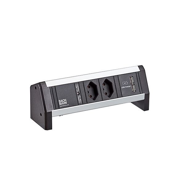 Bachmann Bachmann Steckdosenleiste 2-fach alu 1xUSB 902.1992 IP20