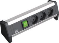 Bachmann Steckdosenleiste 3-fach schwarz 35° IP20 DESK 339.1001 mit Ein/Aus