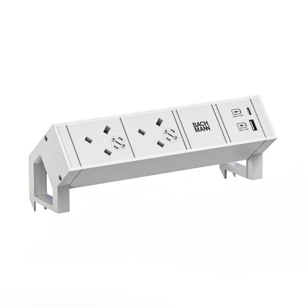 Bachmann Bachmann Multi-Tischsteckdose Aufb 1USB 902.3230 weiß Aluminium