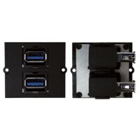 Bachmann Einsatz USB 2-fach schwarz Schraubbefestigung 917.059 ohne Beschriftungsfeld