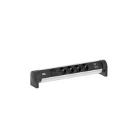 Bachmann Multi-Tischsteckdose Aufb 2USB 708.002 4Steckd schwarz Aluminium
