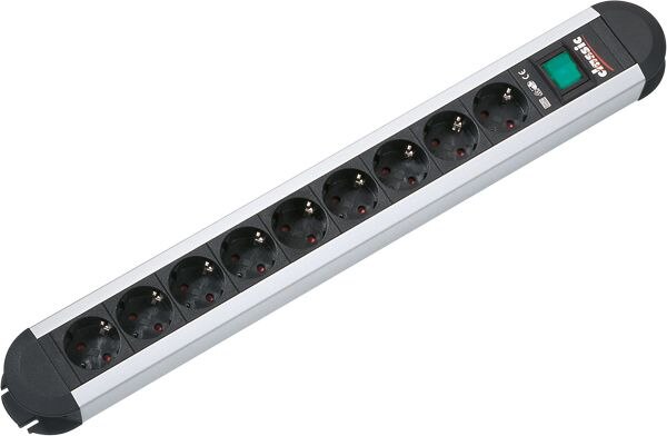 Bachmann Bachmann Steckdosenleiste 9-fach schwarz 2m 35° PRIMO 330.072 mit Ein/Aus IP20 1,5qmm