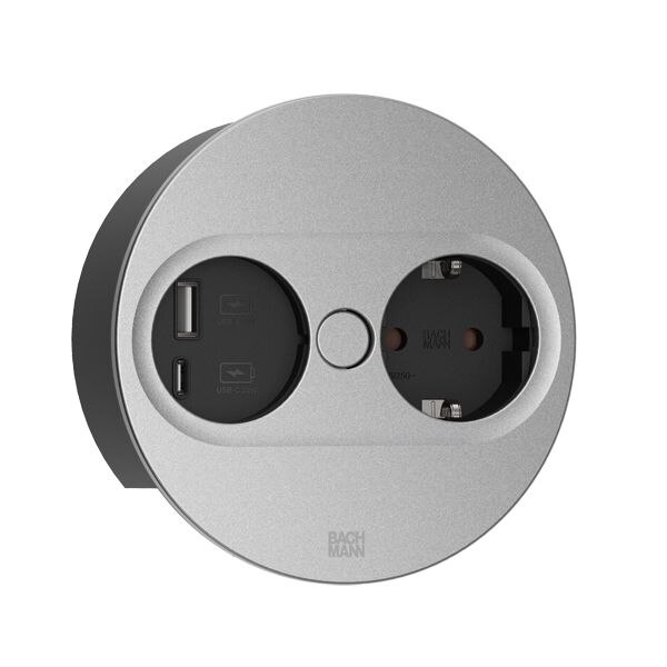 Bachmann Bachmann Steckdose 1-fach si matt 1USB-A Einb TWIST 946.012 1USB-C mit BS Klappdeckel IP20