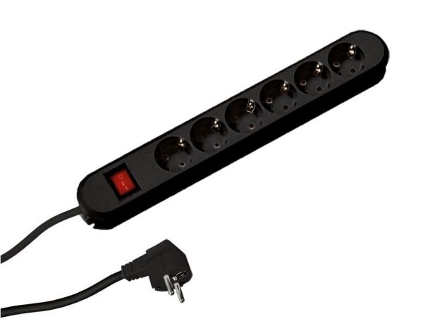 Bachmann ELTROPA Steckdosenleiste 6-fach schwarz mit Ein/Aus E381.151SK 3m 35° IP20 1,5qmm