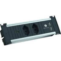 Bachmann Steckdosenleiste 2-fach alu 1xUSB KAPSA 927.060 0,2m 35° IP20 1,5qmm