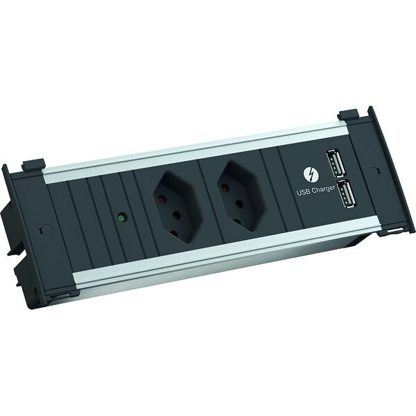Bachmann Bachmann Steckdosenleiste 2-fach alu 1xUSB KAPSA 927.060 0,2m 35° IP20 1,5qmm