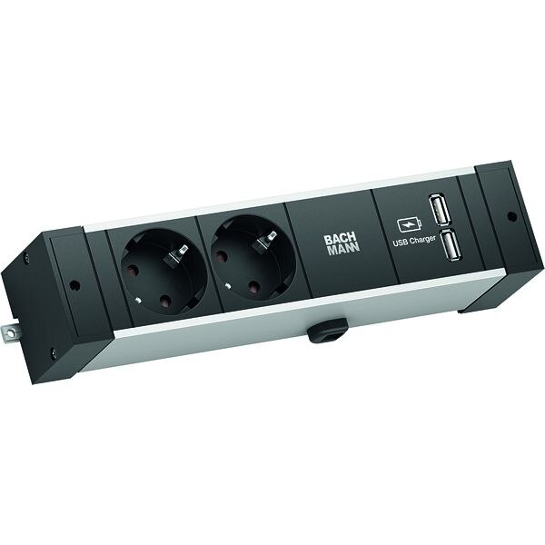 Bachmann Bachmann Steckdosenleiste 2-fach alu 2m 35° 941.101 IP20 1,5qmm
