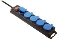 Bachmann Steckdosenleiste 5-fach schwarz 4,5m 349.046 mit Ein/Aus IP44 1,5qmm