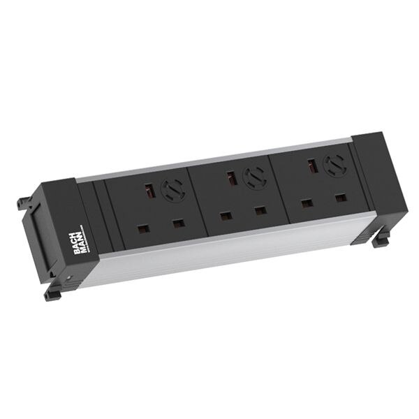 Bachmann Bachmann Steckdosenleiste 3-fach alu 0,1m 916.1129 90° IP20 1,5qmm