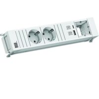 Bachmann Multi-Tischsteckdose EB 2Steckd 916.702 2USB weiß Aluminium