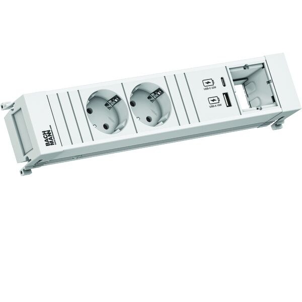 Bachmann Bachmann Multi-Tischsteckdose EB 2Steckd 916.702 2USB weiß Aluminium