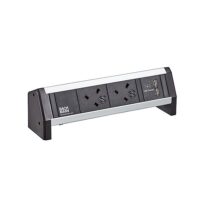 Bachmann Steckdosenleiste 2-fach alu 1xUSB 902.166 1m 45° IP20 1,5qmm