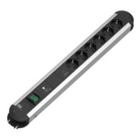 Bachmann Steckdosenleiste 6-fach alu 2m 35° 331.075 mit Ein/Aus IP20 Netzentstör ÜSS