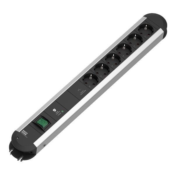 Bachmann Bachmann Steckdosenleiste 6-fach alu 2m 35° 331.075 mit Ein/Aus IP20 Netzentstör ÜSS