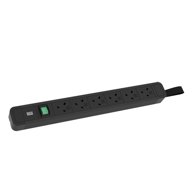Bachmann Bachmann Steckdosenleiste 6-fach schwarz 2m 45° 350.034 mit Ein/Aus IP20 1,5qmm