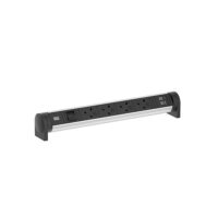 Bachmann Multi-Tischsteckdose Aufb 2USB 708.005 schwarz Aluminium