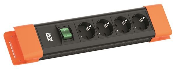Bachmann Bachmann Steckdosenleiste 4-fach schwarz/or 2m CONNECTUS BM005919 mit Ein/Aus 45° IP20