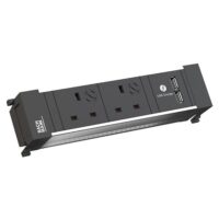 Bachmann Steckdosenleiste 2-fach alu 1xUSB 916.100 0,2m 90° IP00 1,5qmm