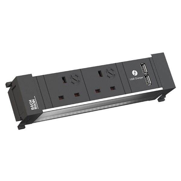 Bachmann Bachmann Steckdosenleiste 2-fach alu 1xUSB 916.100 0,2m 90° IP00 1,5qmm