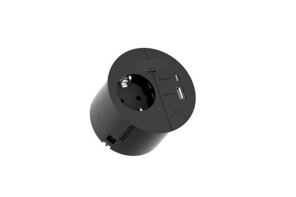 Bachmann Bachmann Multi-Tischsteckdose EB 1Steckd 938.203 2USB schwarz Kunststoff