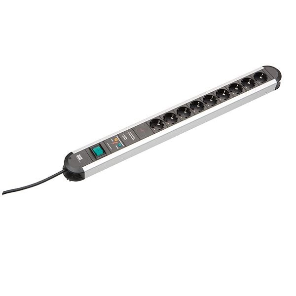Bachmann Bachmann Steckdosenleiste 9-fach schwarz 2m 35° PRIMO 331.072 mit Ein/Aus IP20 ÜSS 1,5qmm