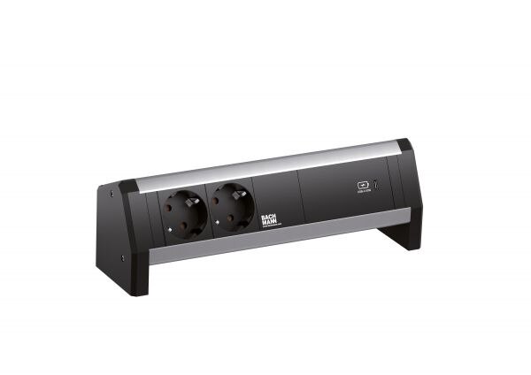 Bachmann Bachmann Steckdosenleiste 2-fach alu 1xUSB 902.0813 35° IP20