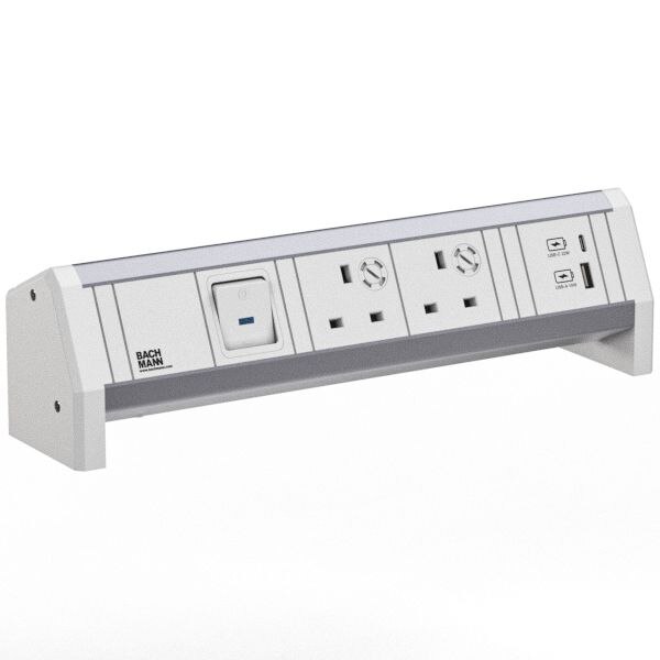 Bachmann Bachmann Multi-Tischsteckdose Aufb 1USB 902.0308 weiß Aluminium