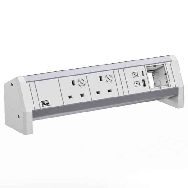 Bachmann Bachmann Multi-Tischsteckdose Aufb 1USB 902.0310 weiß Aluminium