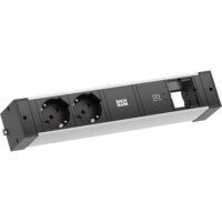 Bachmann Steckdosenleiste 2-fach schwarz/si 1xUSB 941.329 2m 35° IP20 1,5qmm
