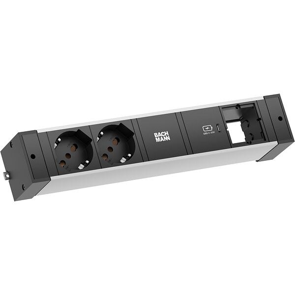 Bachmann Bachmann Steckdosenleiste 2-fach schwarz/si 1xUSB 941.329 2m 35° IP20 1,5qmm