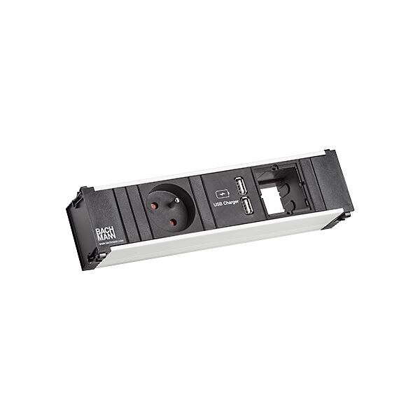 Bachmann Bachmann Steckdosenleiste alu 2xUSB 0,1m 912.0171 35° IP20 1,5qmm