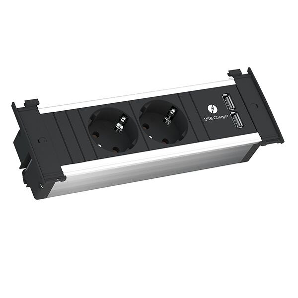 Bachmann Bachmann Steckdosenleiste 2-fach schwarz 1xUSB 2m KAPSA 927.001 35° 1,5qmm