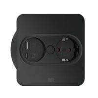 Bachmann Steckdose 1-fach schwarz matt 1USB-A Einb TWIST 946.105 1USB-C mit BS Klappdeckel IP20