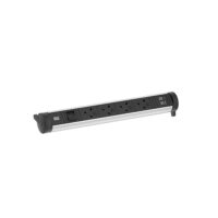 Bachmann Multi-Tischsteckdose Aufb 2USB 706.004 schwarz Aluminium