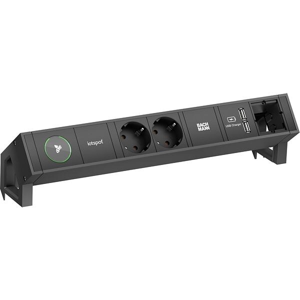 Bachmann Bachmann Steckdosenleiste 2-fach schwarz 1xUSB 902.801 0,2m 35° IP20 1,5qmm