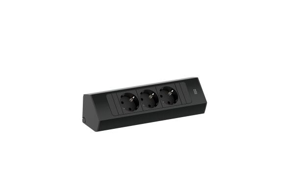Bachmann Bachmann Multi-Tischsteckdose Aufb schwarz 932.100 3Steckd Aluminium