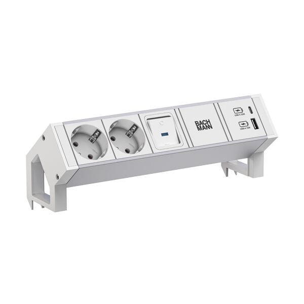 Bachmann Steckdosenleiste 2/f weiß 1xUSB 937.404 mit Ein/Aus 0,2m 35° IP20