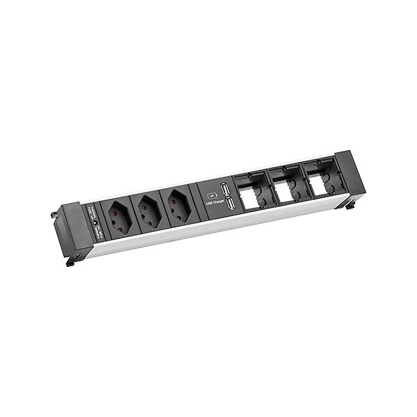 Bachmann Bachmann Steckdosenleiste 3-fach alu 1xUSB 916.123 0,2m IP20 1,5qmm