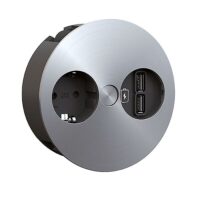 Bachmann Steckdose 1-fach Edelstahl glänzend Einb mit BS TWIST 931.031 Klappdeckel IP20