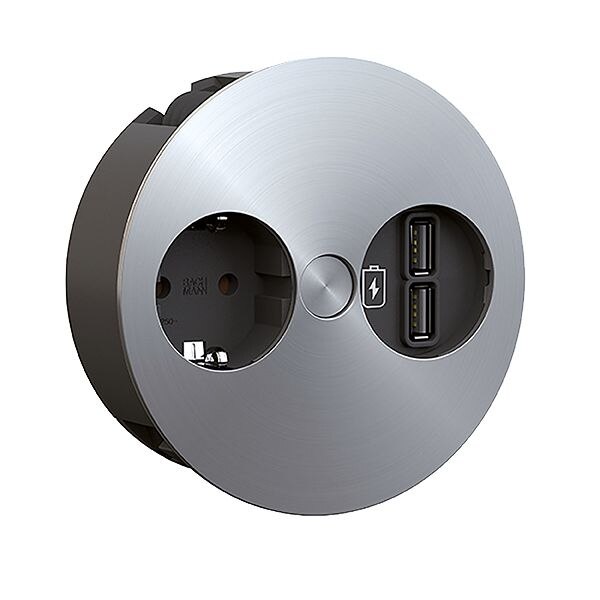 Bachmann Bachmann Steckdose 1-fach Edelstahl glänzend Einb mit BS TWIST 931.031 Klappdeckel IP20