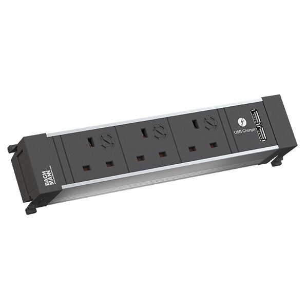 Bachmann Bachmann Multi-Tischsteckdose EB 1USB schwarz 916.1229 Kunststoff