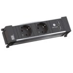 Bachmann Steckdosenleiste 2-fach schwarz 2m IP22 Power Frame 916.1193 1,5qmm