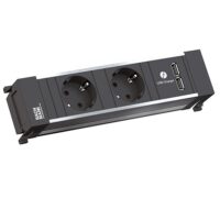 Bachmann Steckdosenleiste 2-fach schwarz 2m IP22 Power Frame 916.1193 1,5qmm
